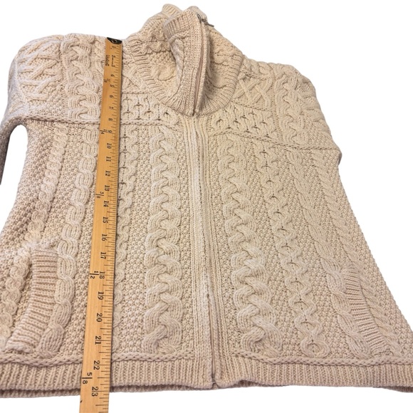 Aran Crafts Merino Wool Double Collar Full Zip Cardigan Sweater Women’s Medium - Picture 14 of 14
